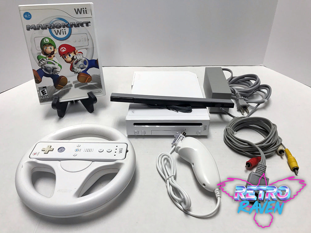  Wii Console with Mario Kart Wii Bundle - White : Video