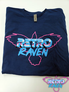 Blue Retro Raven T-Shirt w/ Color Logo
