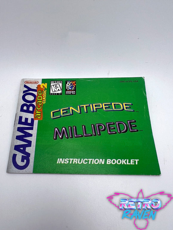 Arcade Classic 2: Centipede and Millipede- Gameboy Manual