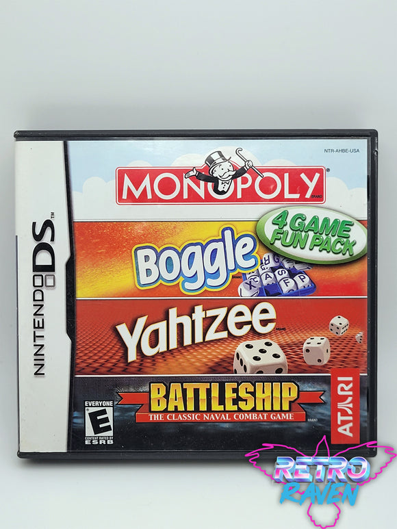 4 Game Fun Pack: Monopoly / Boggle / Yahtzee / Battleship - Nintendo DS
