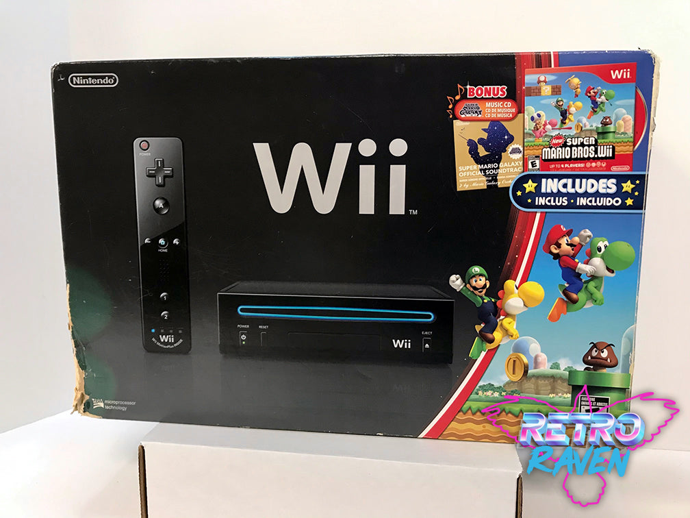 Black Wii Console w/ Super Mario Bros. - Complete